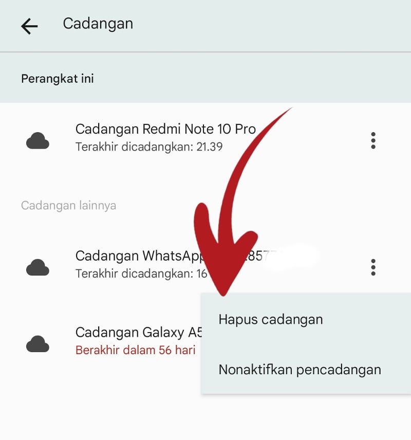 Cara Menghapus Cadangan WhatsApp pada Google Drive