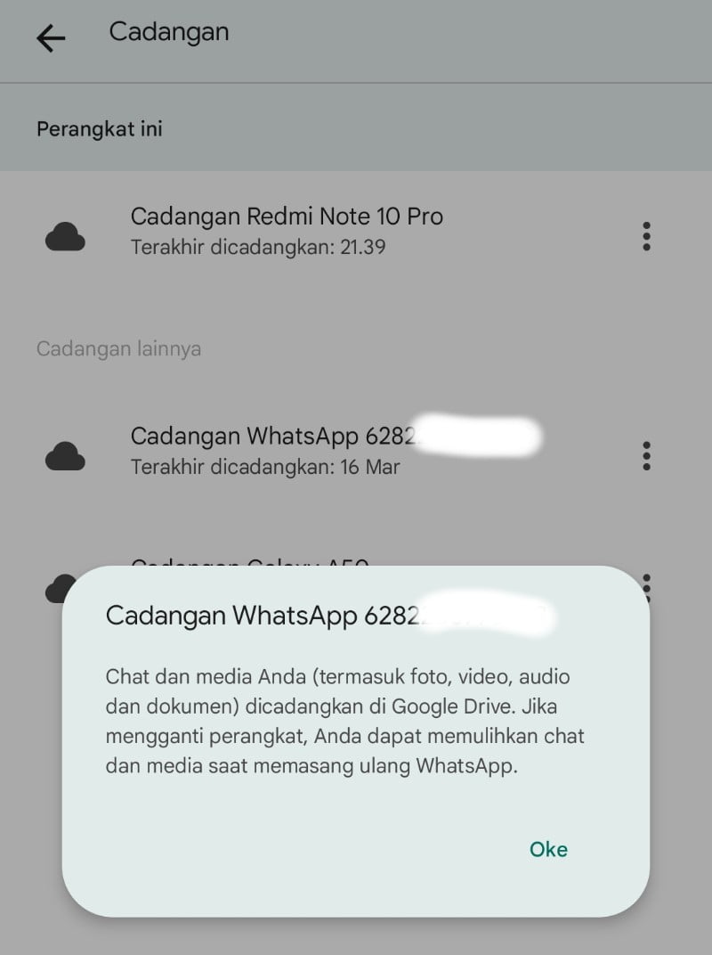 Cara Melihat Cadangan WA di Google Drive