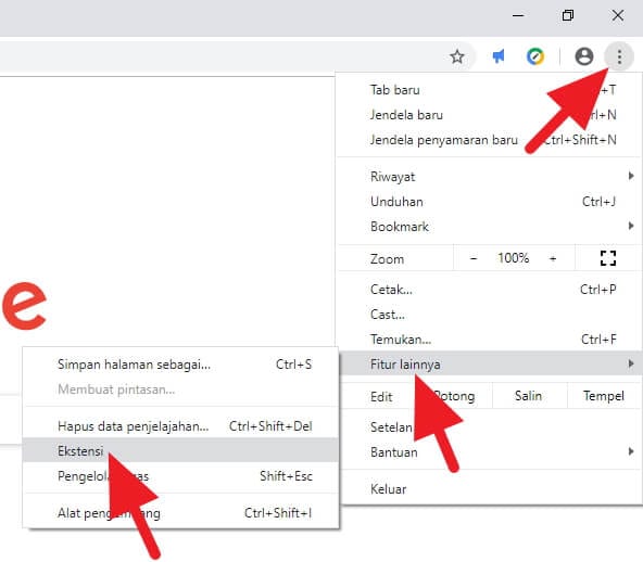 Menu Ekstensi Cara Cepat Menghapus Ekstensi di Google Chrome PC 4 Menu Ekstensi