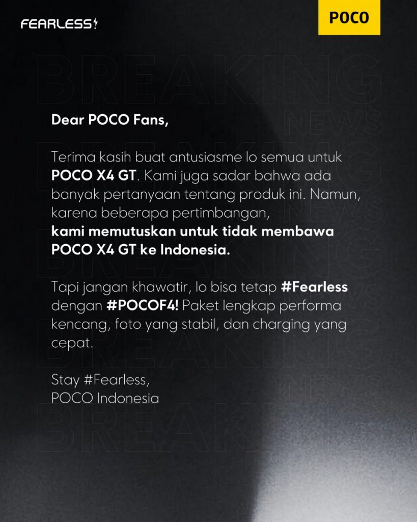 POCO X4 GT - POCO Indonesia