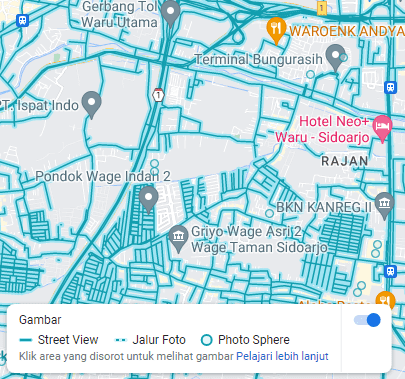 tampilan jalan biru 2 Cara Mudah Menggunakan Google Maps Street View 4 tampilan jalan biru