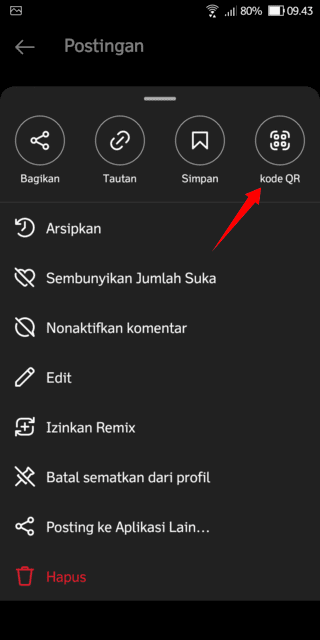 Cara Bagikan Konten Instagram Lewat Kode QR