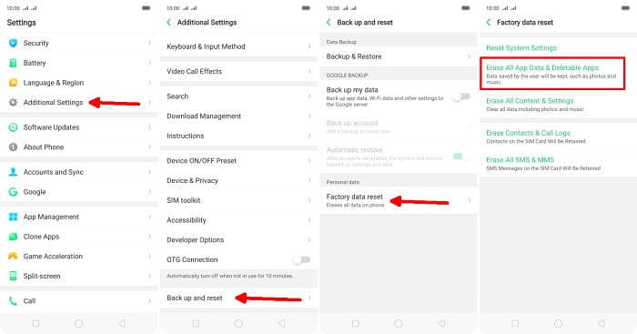 Cara Reset Oppo A91 Melalui Pengaturan