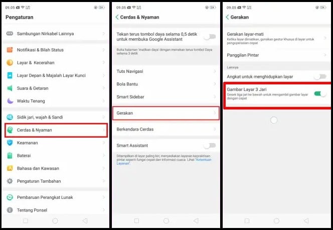 Cara Screenshot Oppo A5s Menggunakan Swap 3 Jari