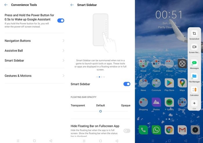 3. Cara screenshot realme C11 Dengan Bilah Samping Cerdas