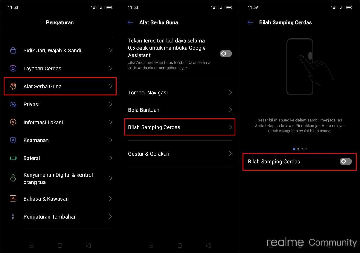Cara mengaktifkan Bilah Samping Cerdas realme dengan Mudah